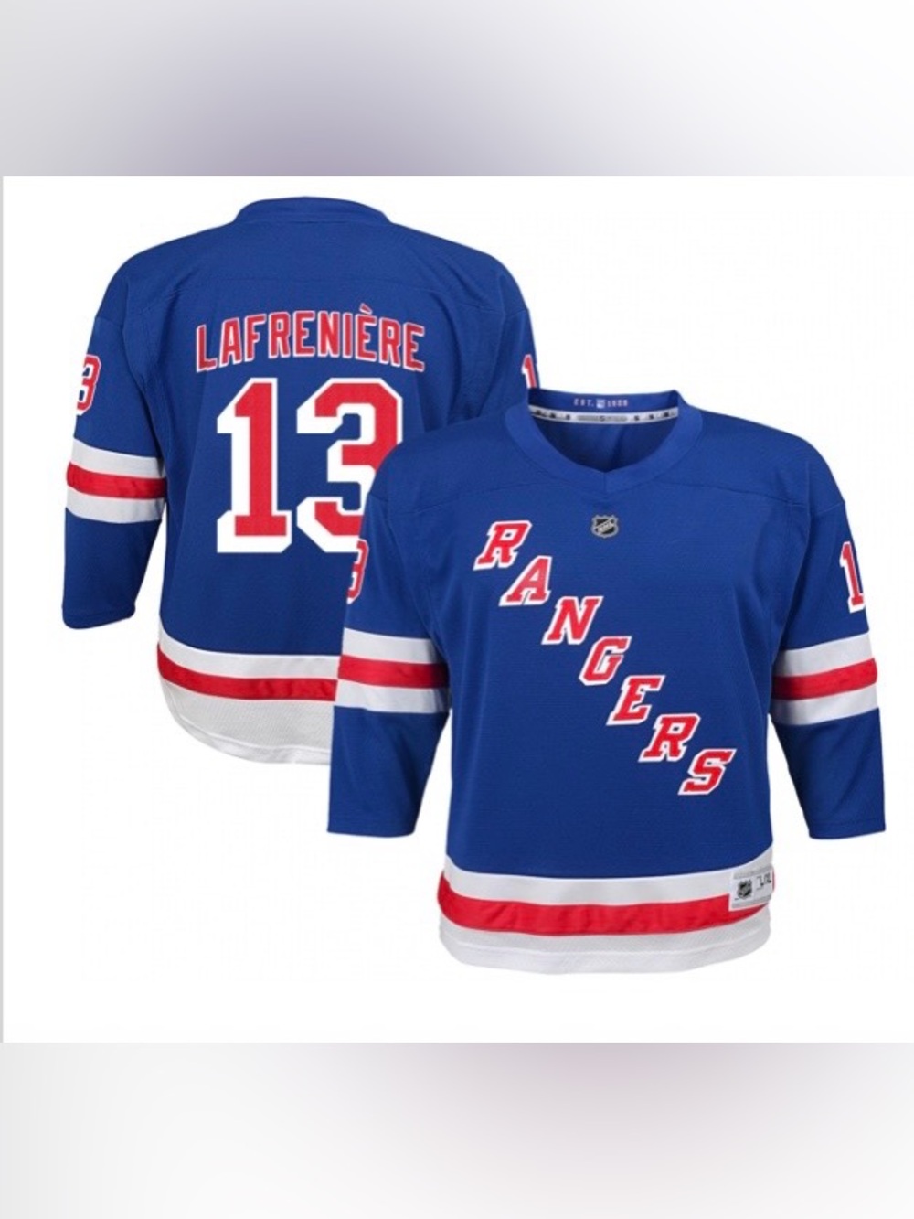 Youth New York Rangers Alexis Lafreniere Blue Home Replica Player Jersey L/XL